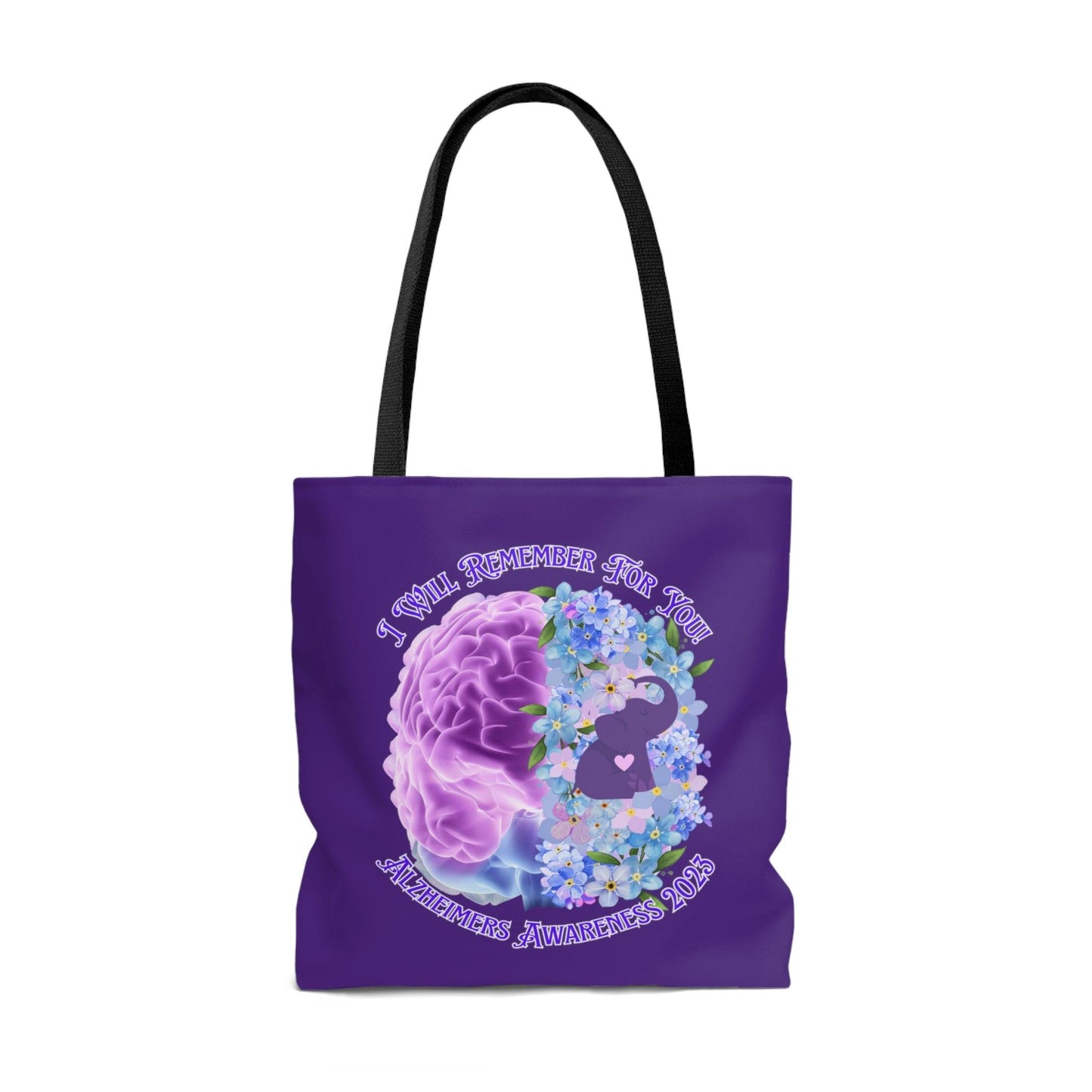 I Will Remember For You - Alzheimers Awareness Purple Tote Bag Brain (AOP) - ALL4THEGIFTOFIT