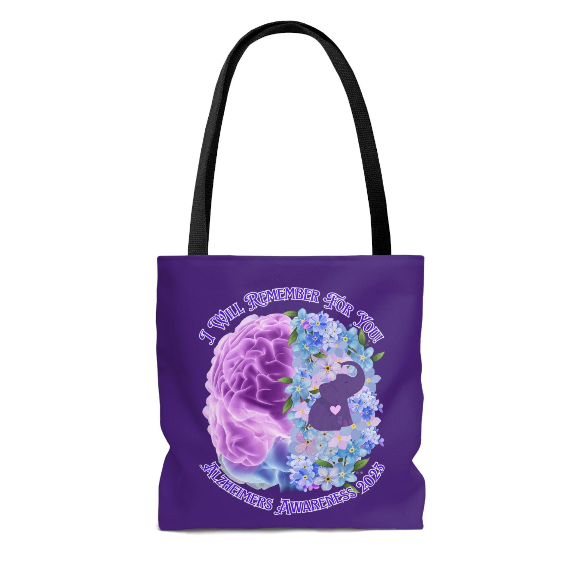 I Will Remember For You - Alzheimers Awareness Purple Tote Bag Brain (AOP) - ALL4THEGIFTOFIT