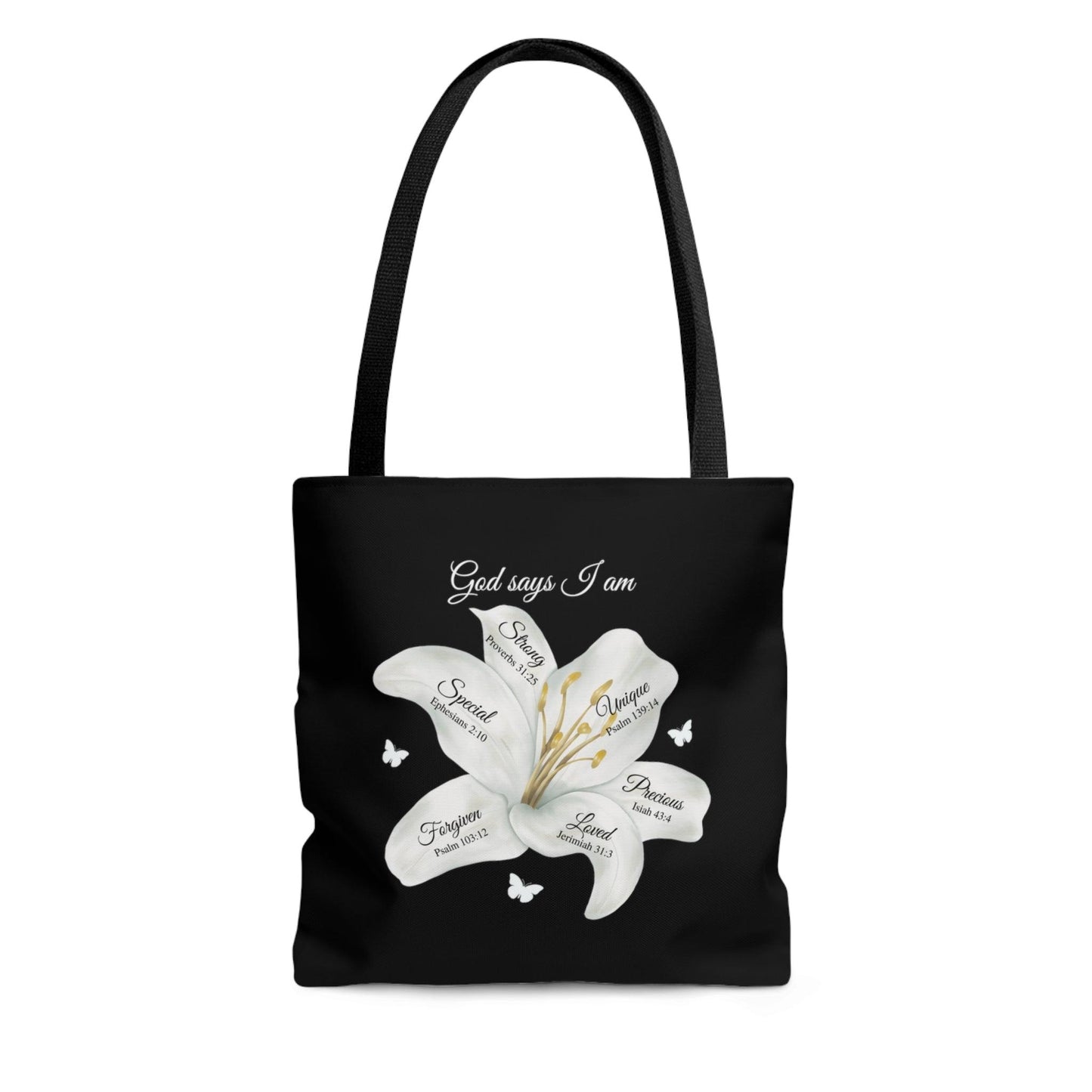 God Says... Black Tote Bag (AOP) - ALL4THEGIFTOFIT