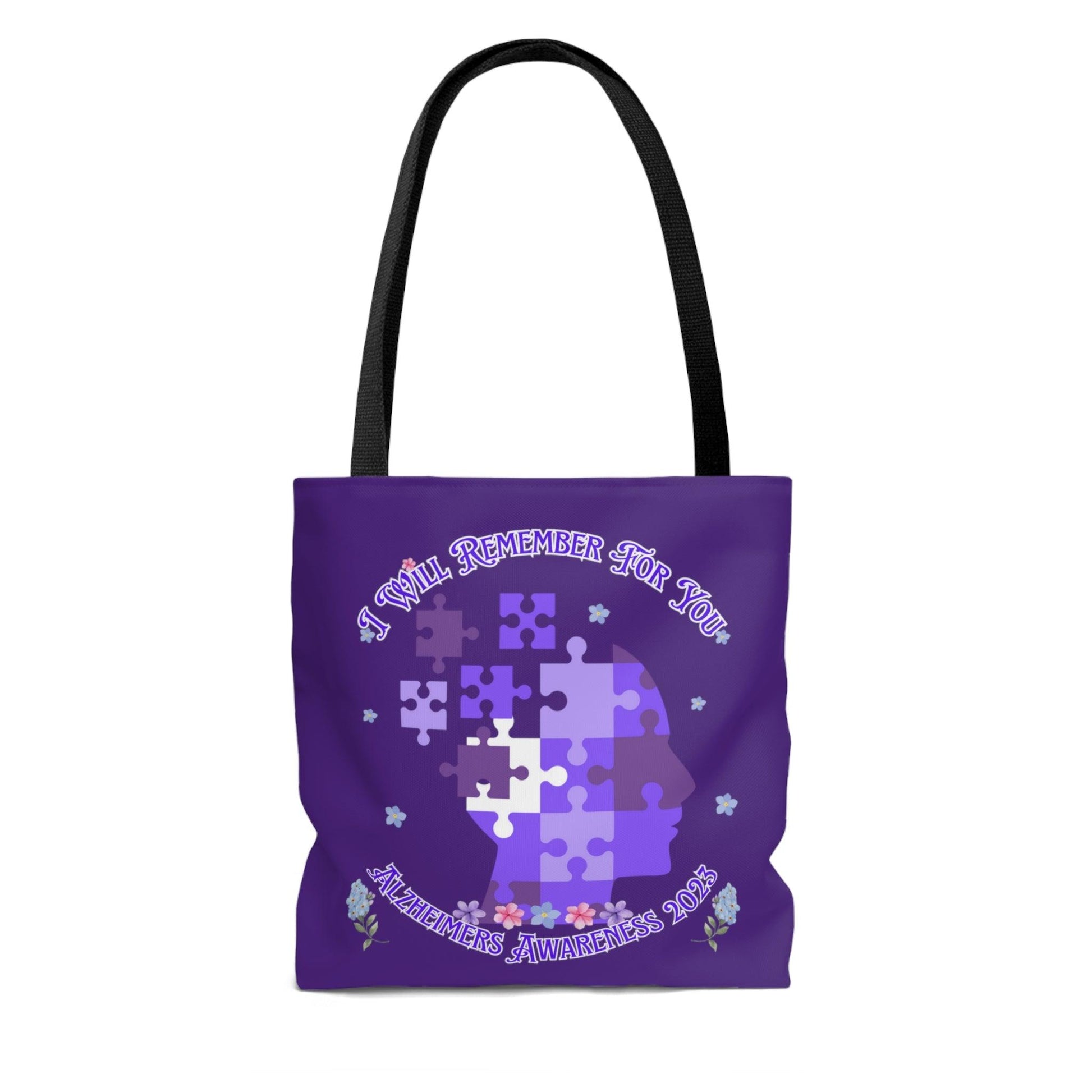 I Will Remember For You - Alzheimers Awareness Tote Bag Purple Puzzle (AOP) - ALL4THEGIFTOFIT