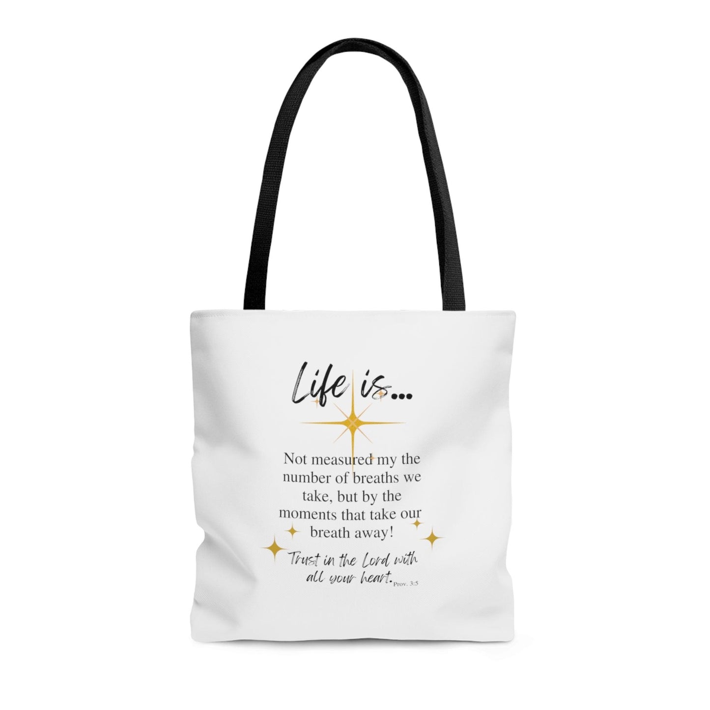 Life is not Measured By White Tote Bag (AOP) - ALL4THEGIFTOFIT