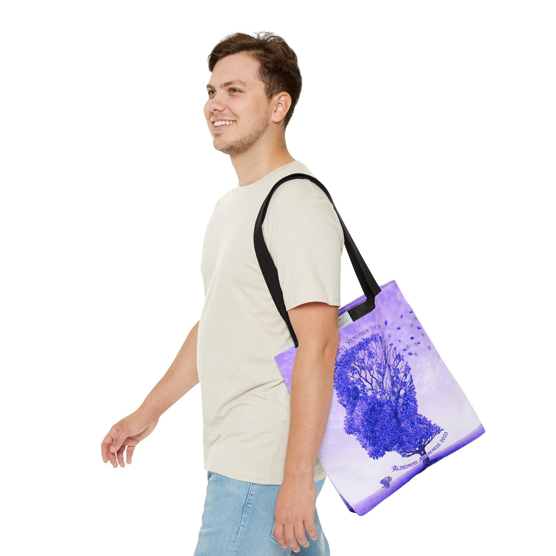 I Will Remember For You - Alzheimers Awareness Purple Head Tote Bag (AOP) - ALL4THEGIFTOFIT