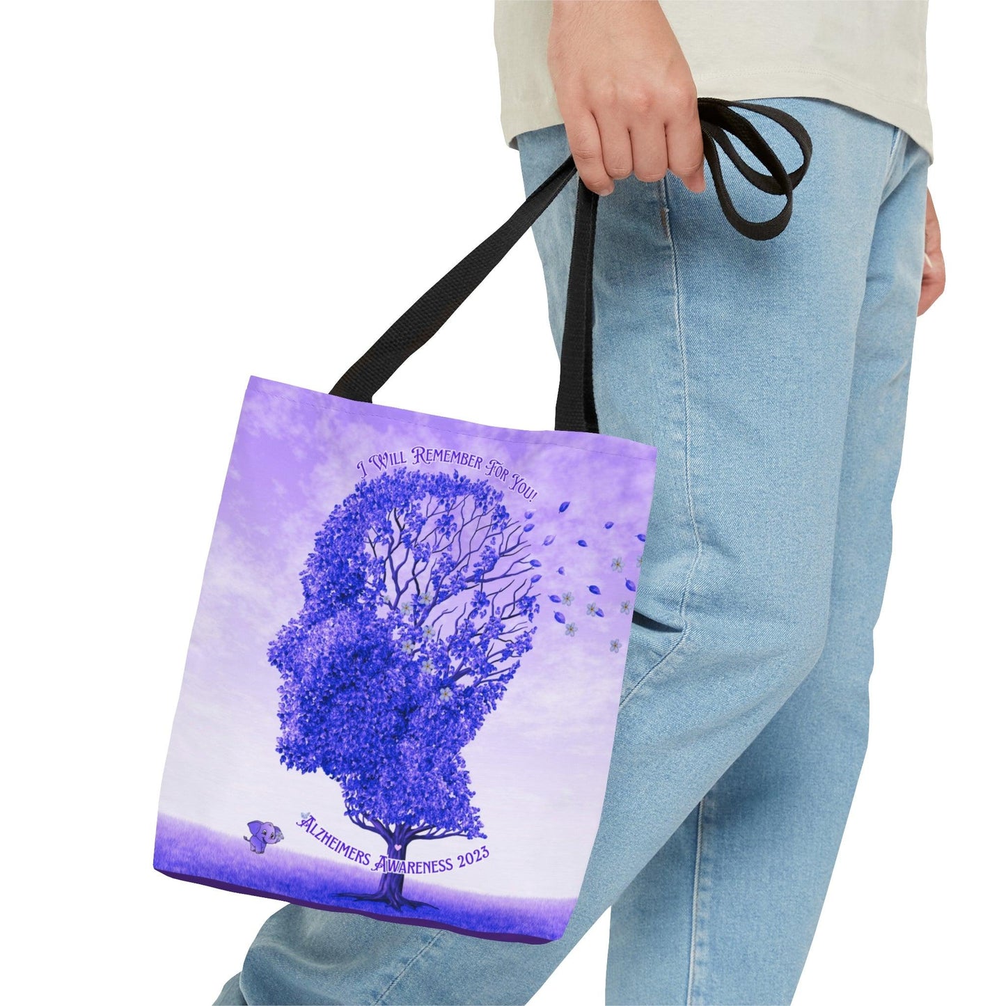 I Will Remember For You - Alzheimers Awareness Purple Head Tote Bag (AOP) - ALL4THEGIFTOFIT