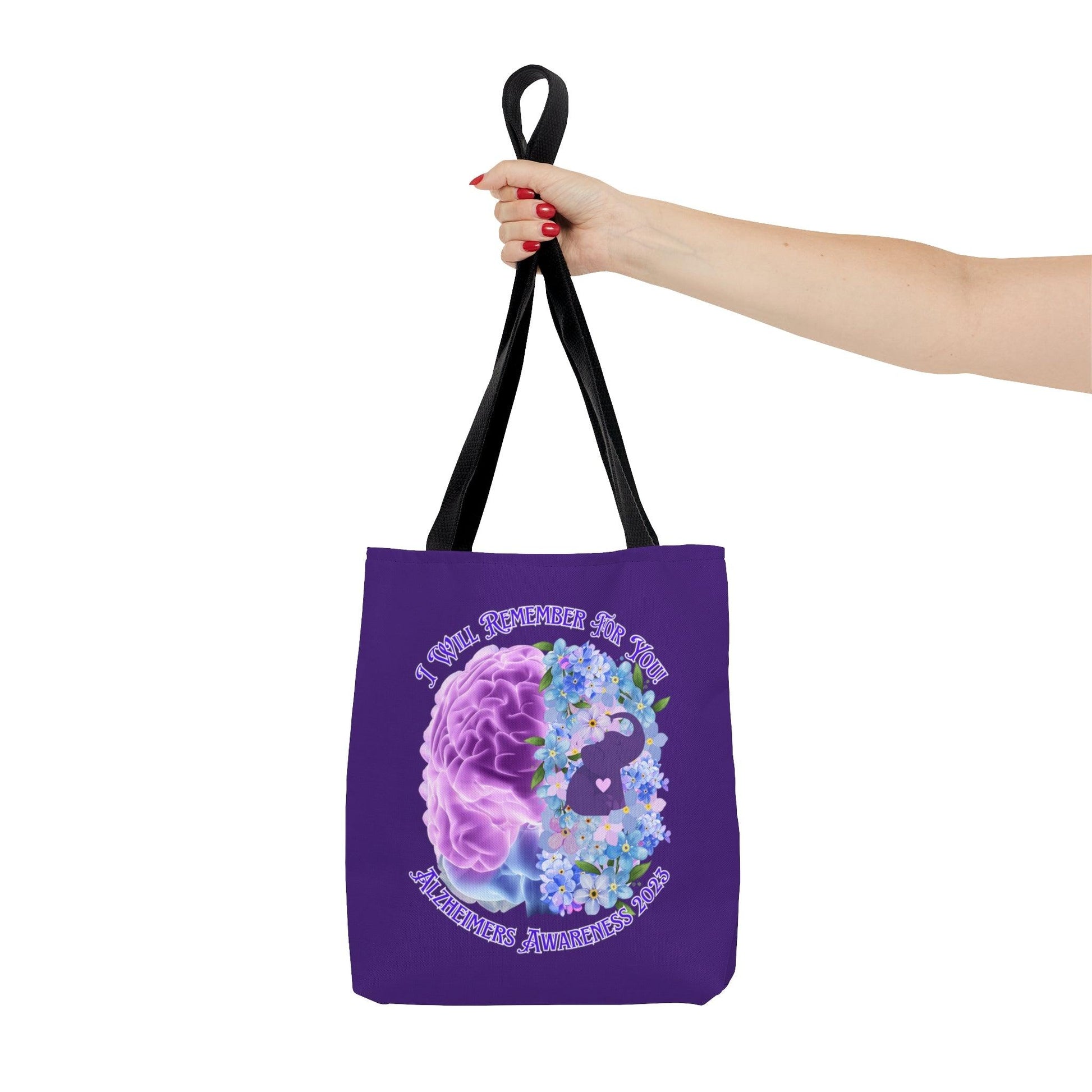 I Will Remember For You - Alzheimers Awareness Purple Tote Bag Brain (AOP) - ALL4THEGIFTOFIT