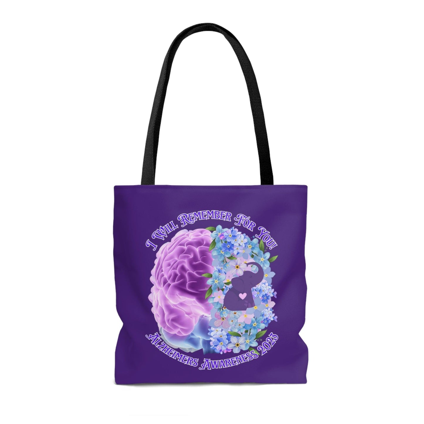 I Will Remember For You - Alzheimers Awareness Purple Tote Bag Brain (AOP) - ALL4THEGIFTOFIT