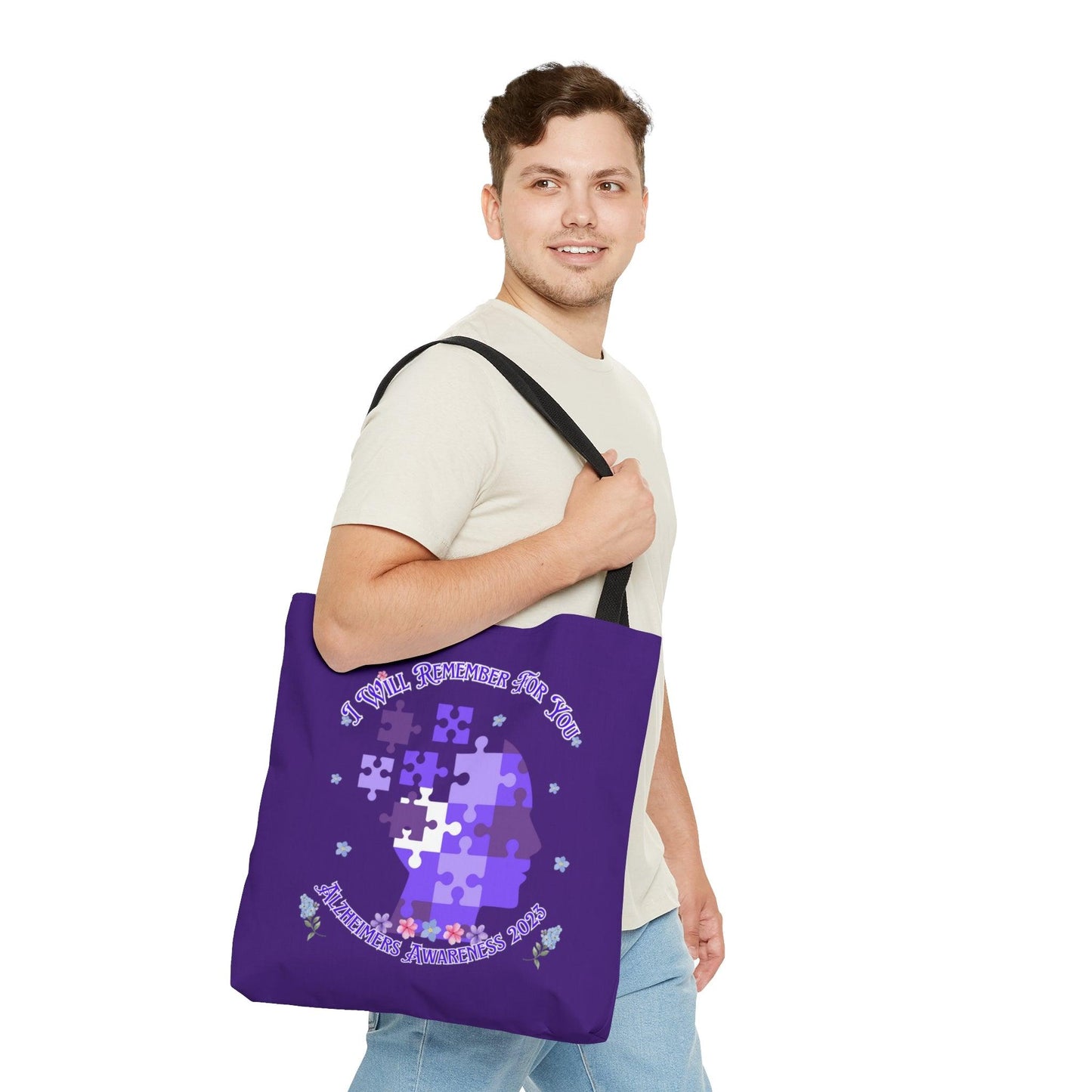 I Will Remember For You - Alzheimers Awareness Tote Bag Purple Puzzle (AOP) - ALL4THEGIFTOFIT