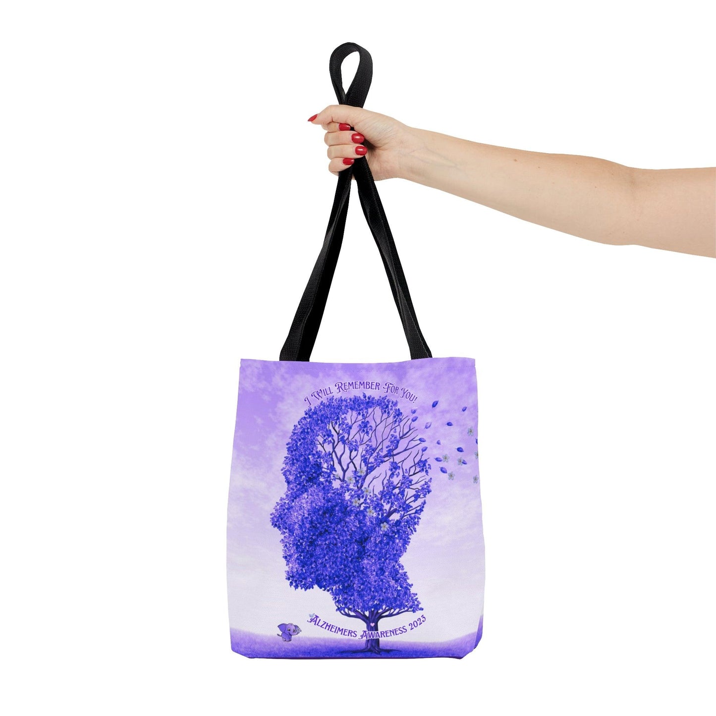 I Will Remember For You - Alzheimers Awareness Purple Head Tote Bag (AOP) - ALL4THEGIFTOFIT