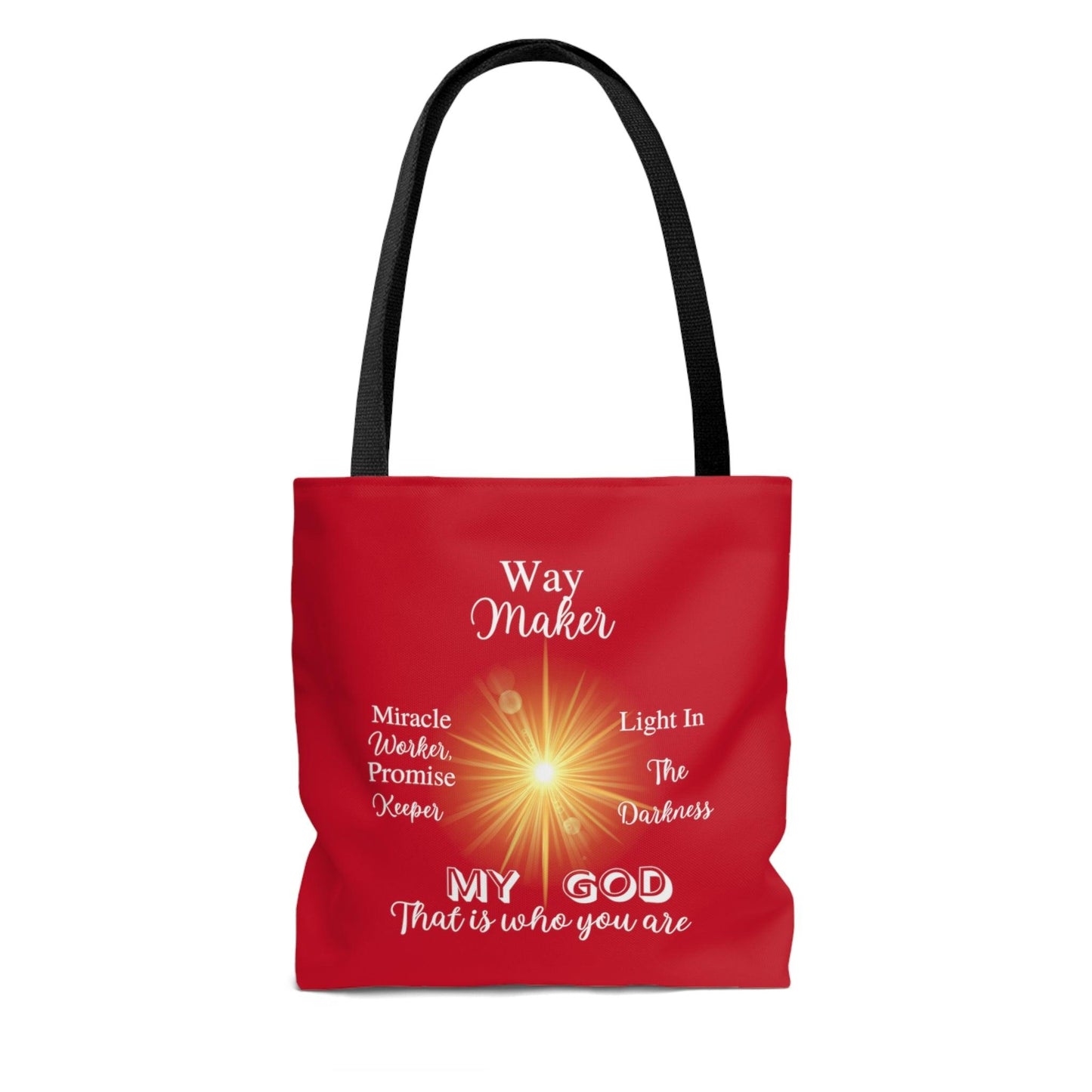 Way Maker... Red Tote Bag (AOP) - ALL4THEGIFTOFIT