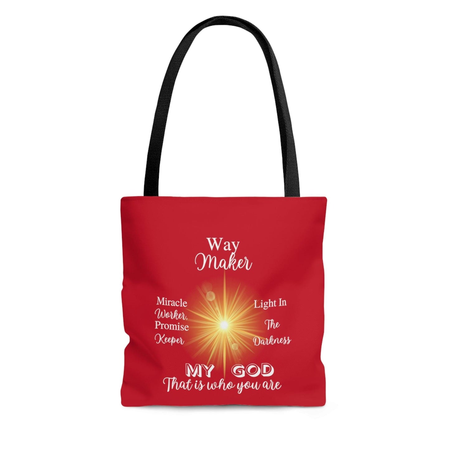 Way Maker... Red Tote Bag (AOP) - ALL4THEGIFTOFIT