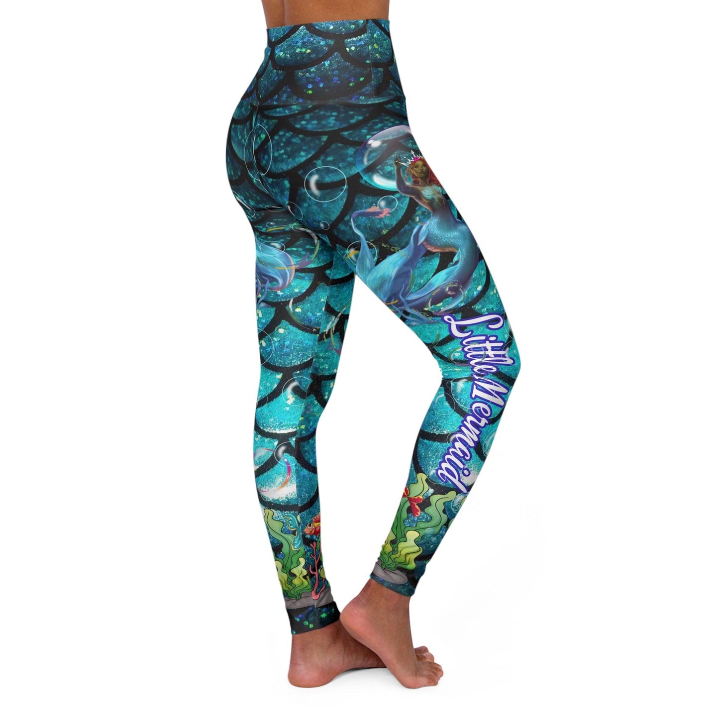 Ladies Little Mermaid High Waisted Yoga Leggings (AOP) - ALL4THEGIFTOFIT