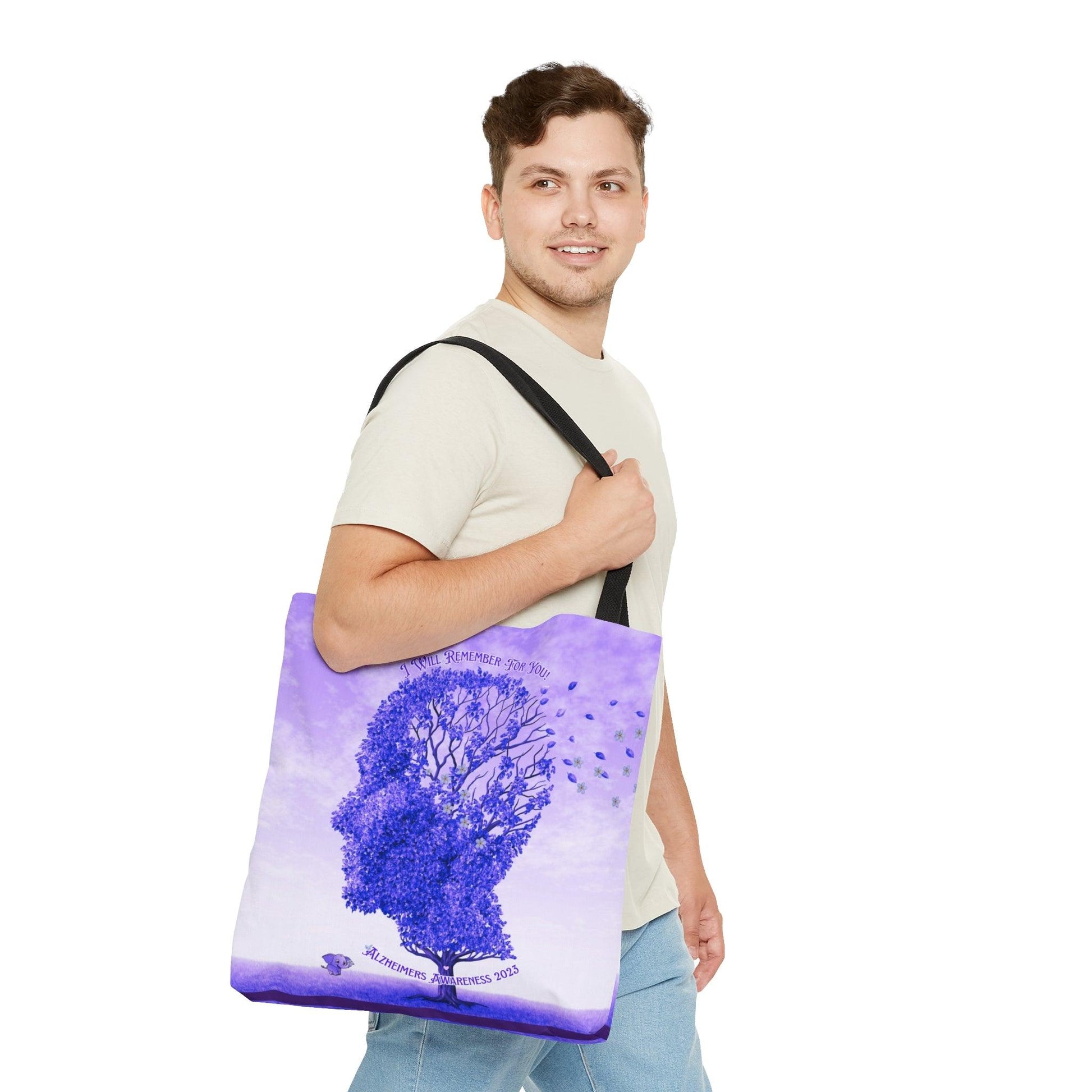 I Will Remember For You - Alzheimers Awareness Purple Head Tote Bag (AOP) - ALL4THEGIFTOFIT