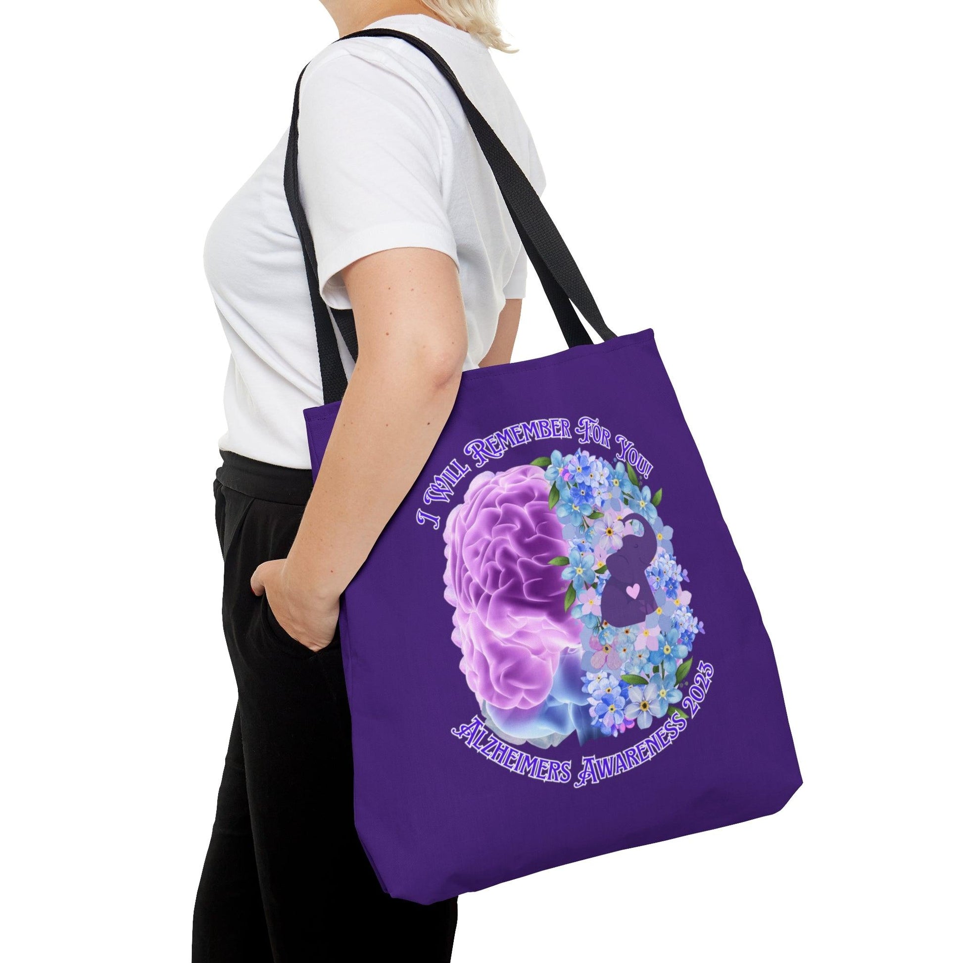 I Will Remember For You - Alzheimers Awareness Purple Tote Bag Brain (AOP) - ALL4THEGIFTOFIT