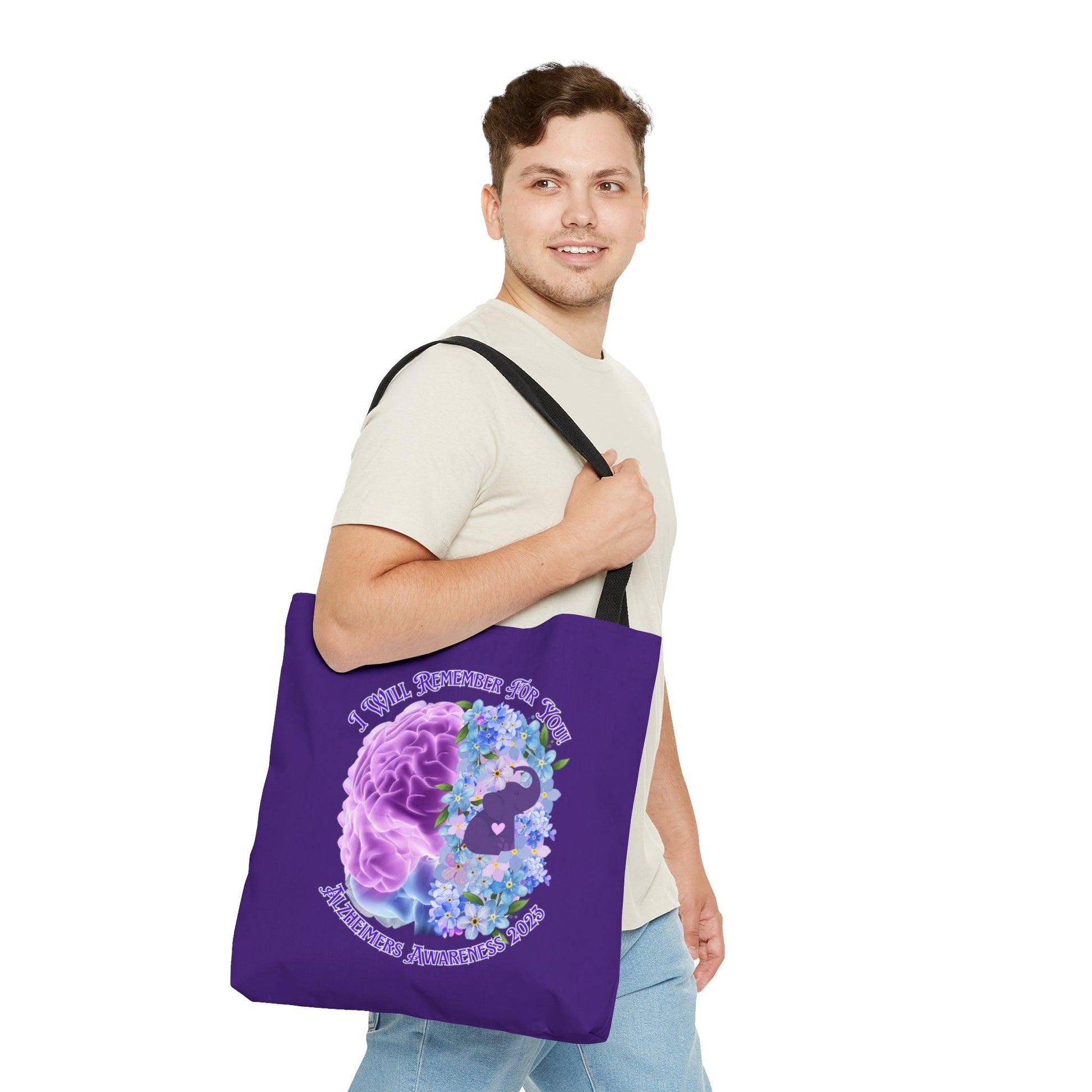 I Will Remember For You - Alzheimers Awareness Purple Tote Bag Brain (AOP) - ALL4THEGIFTOFIT