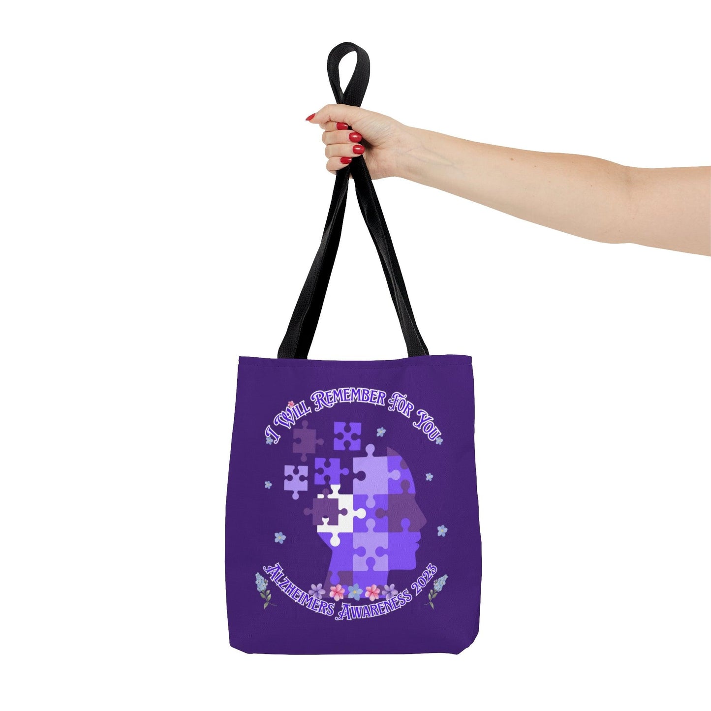 I Will Remember For You - Alzheimers Awareness Tote Bag Purple Puzzle (AOP) - ALL4THEGIFTOFIT