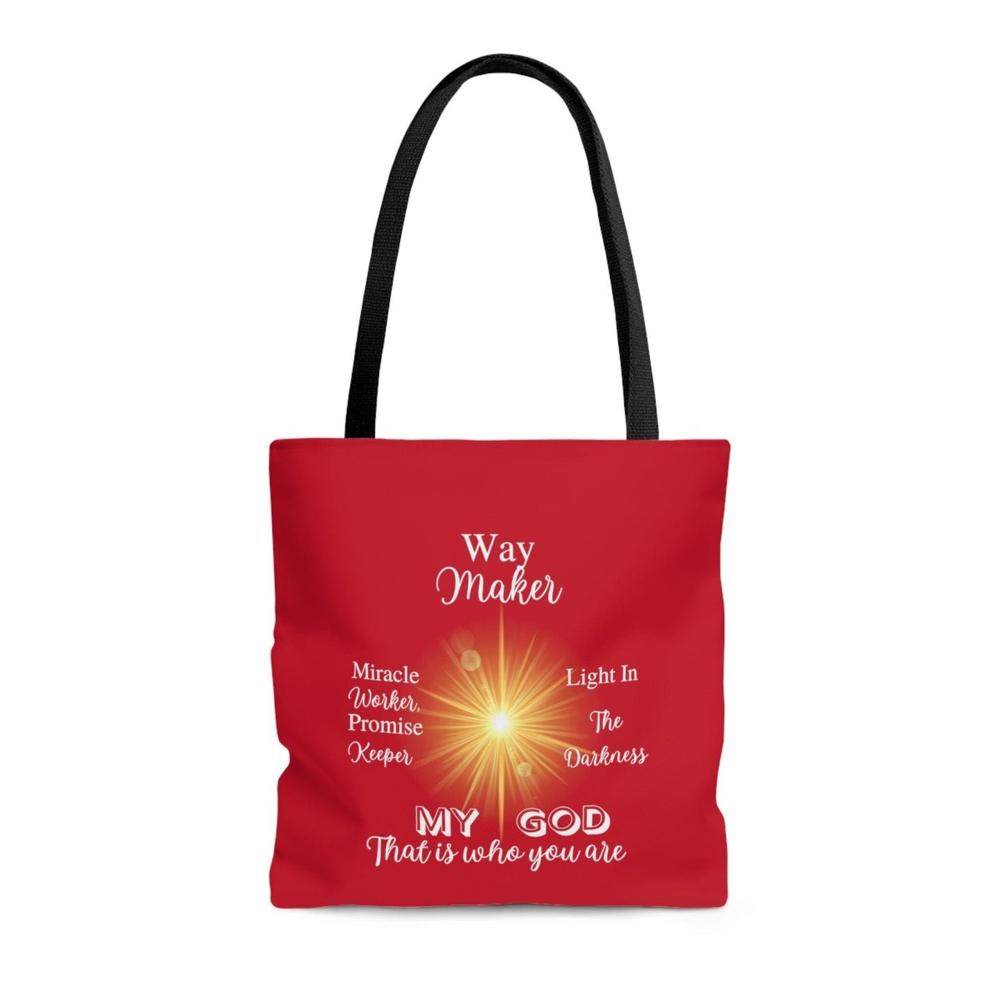 Way Maker... Red Tote Bag (AOP) - ALL4THEGIFTOFIT